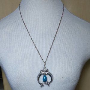 Faux Turquoise & Silver Tone Necklace (Navajo)